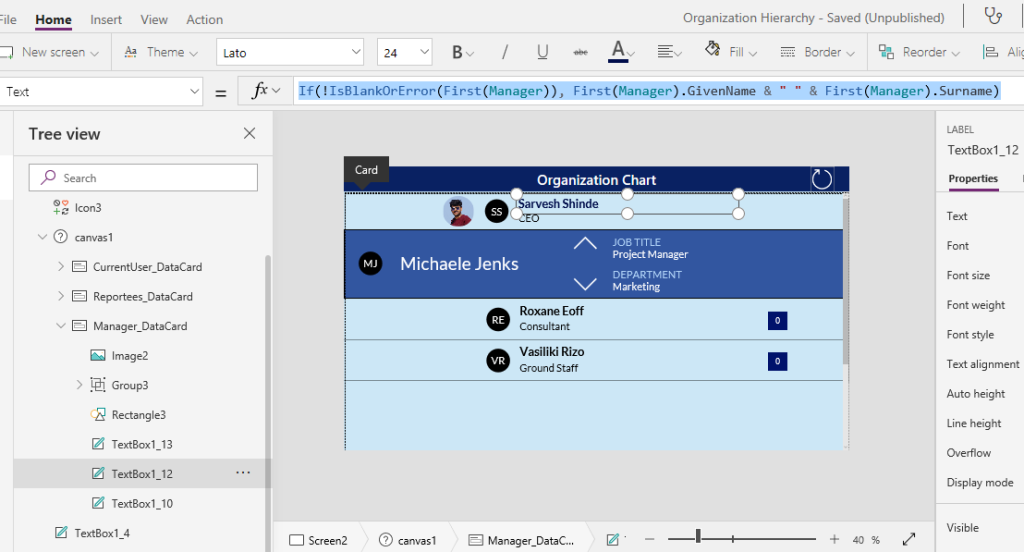 Organization Chart Using PowerApps In SharePoint Online